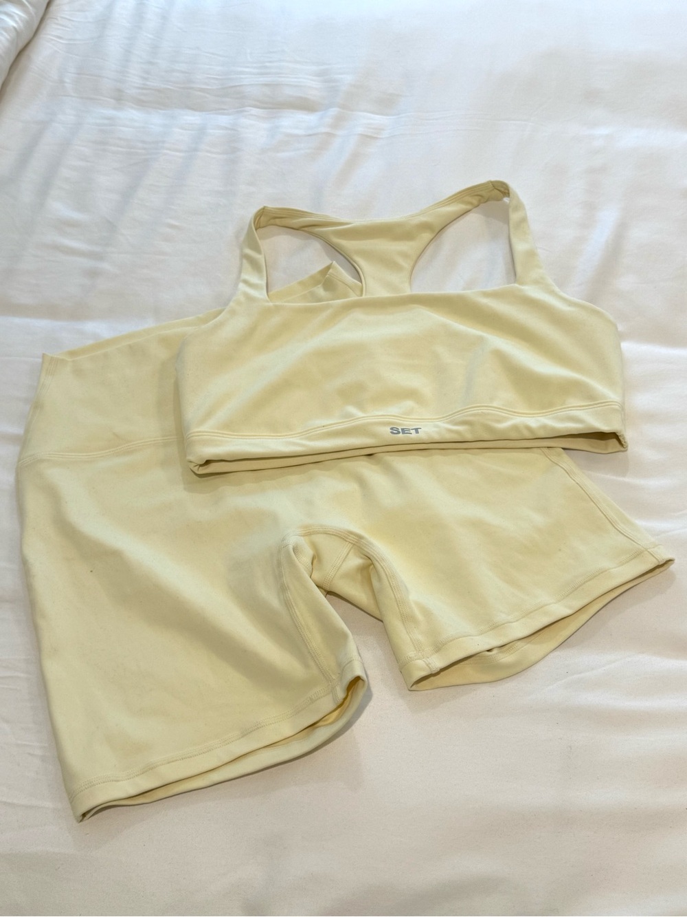 SET Active Pale Yellow Bike Shorts and Sports Bra Set